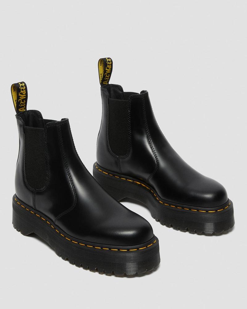 Dr Martens 2976 Polished Smooth Platform Chelsea Støvler Dame Svarte | Norge 655ILH